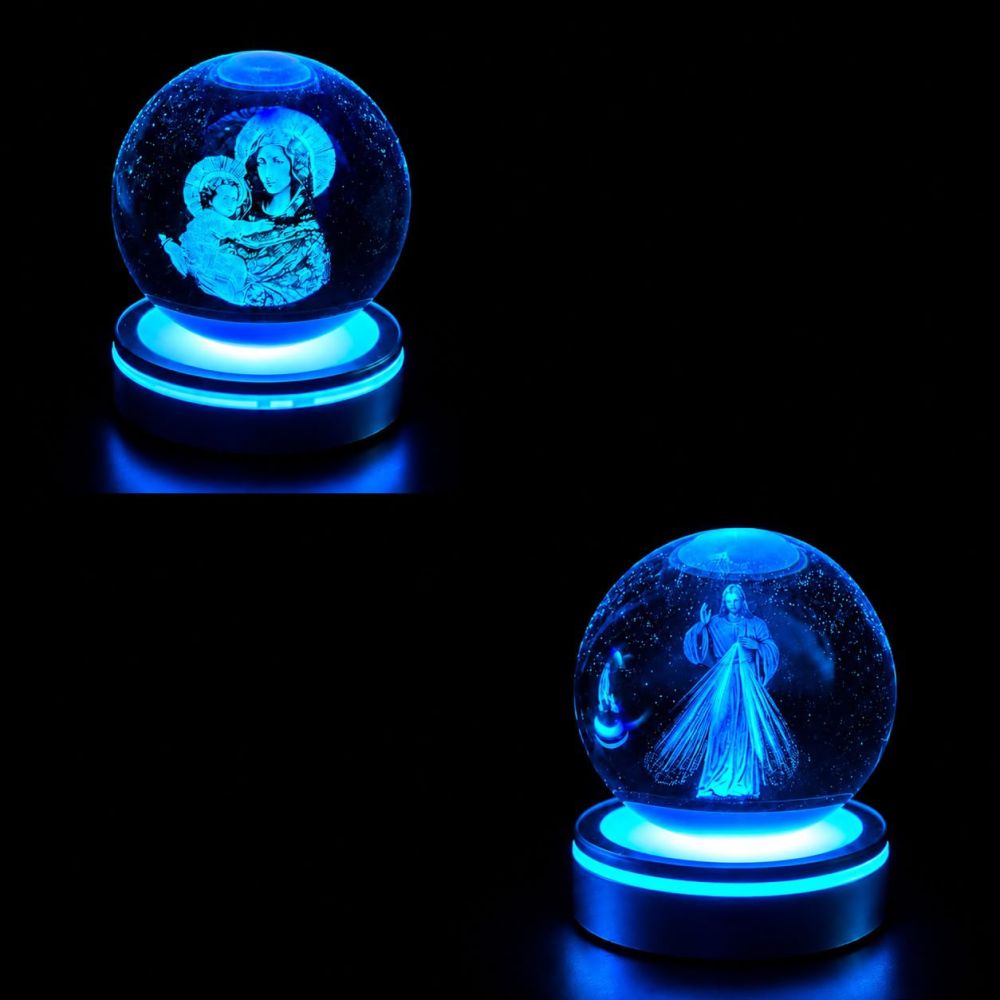 Esfera grande de cristal con luz LED