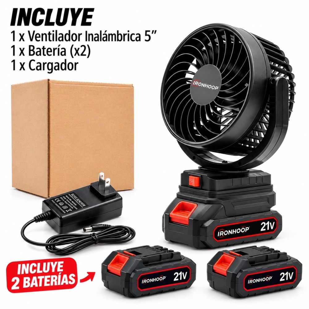 Ventilador recargable con pila  5" IRONHOOP