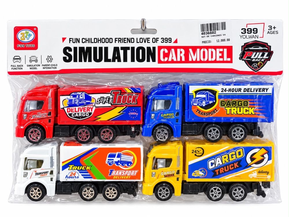 Set de 4 Camiones de Carga de Juguete F99 TOYS