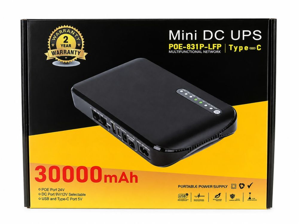 Mini UPS DC POE-831P-LFP Type-C 30000 mAh