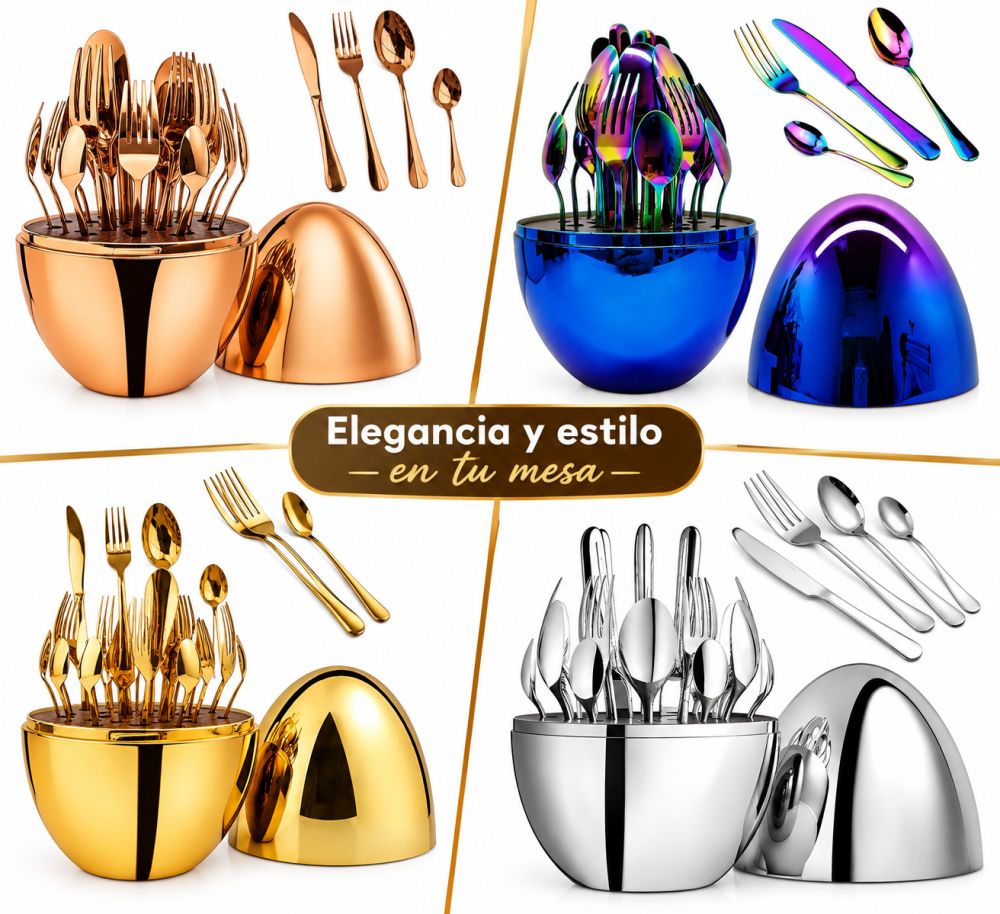 Set de cubiertos con recipiente organizador