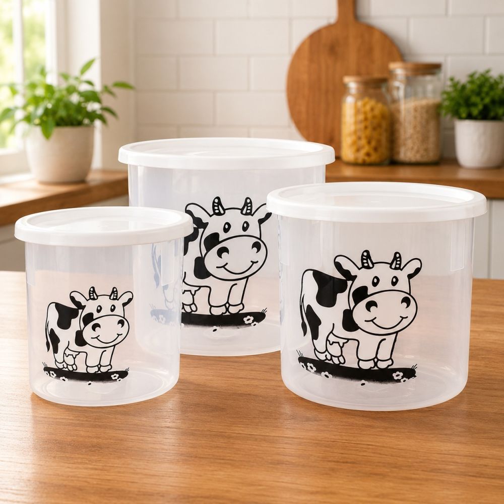 Set de recipientes con tapa vaca