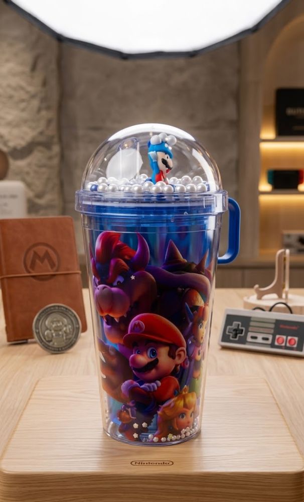 Vaso con tapa Mario Bros Nintendo