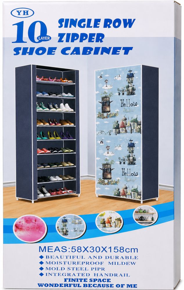 Zapatero de 10 niveles YH estampado verde