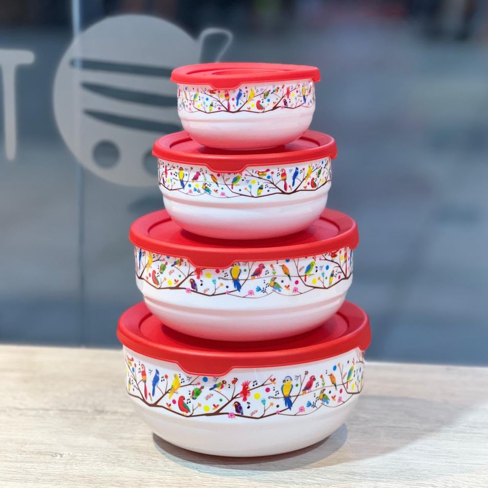Set de tazones apilables con tapas