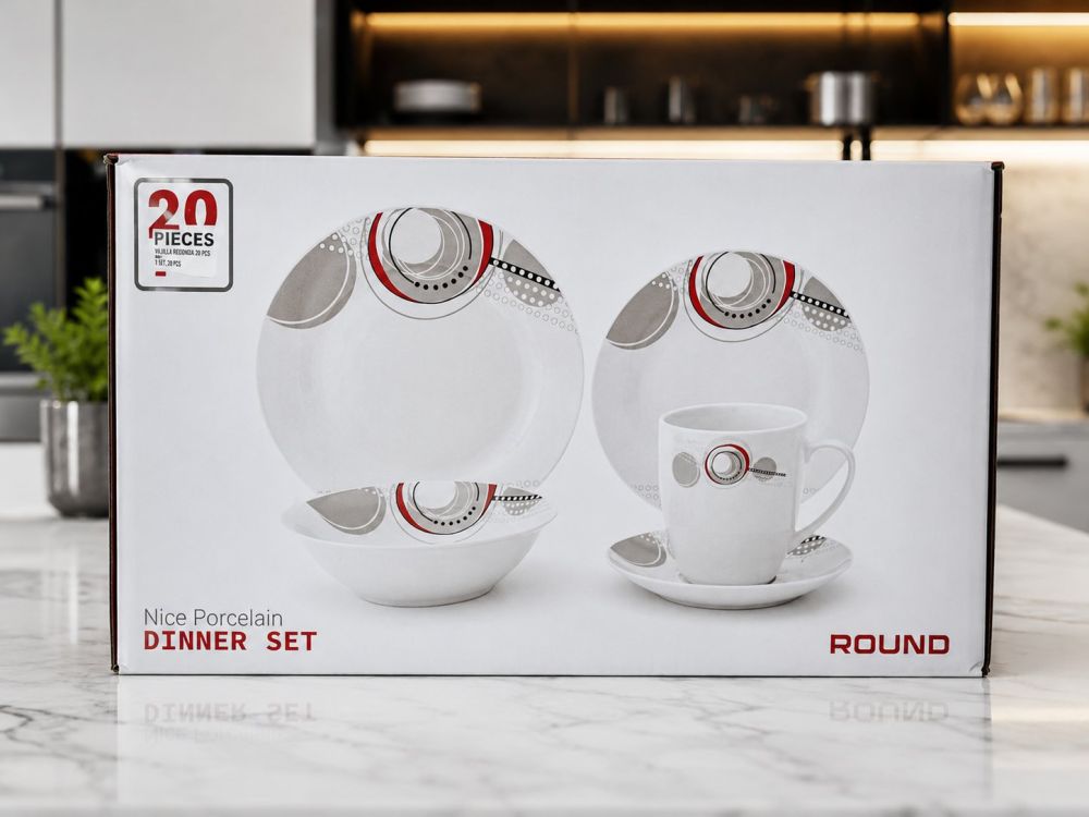  Vajilla Redonda de porcelana de 20 piezas