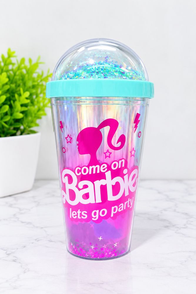 Vaso con tapa Barbie