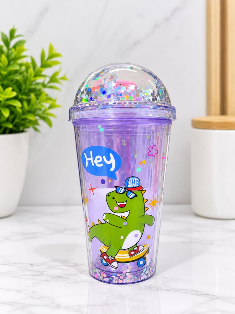 Vaso con tapa de domo y diseño de dinosaurio
