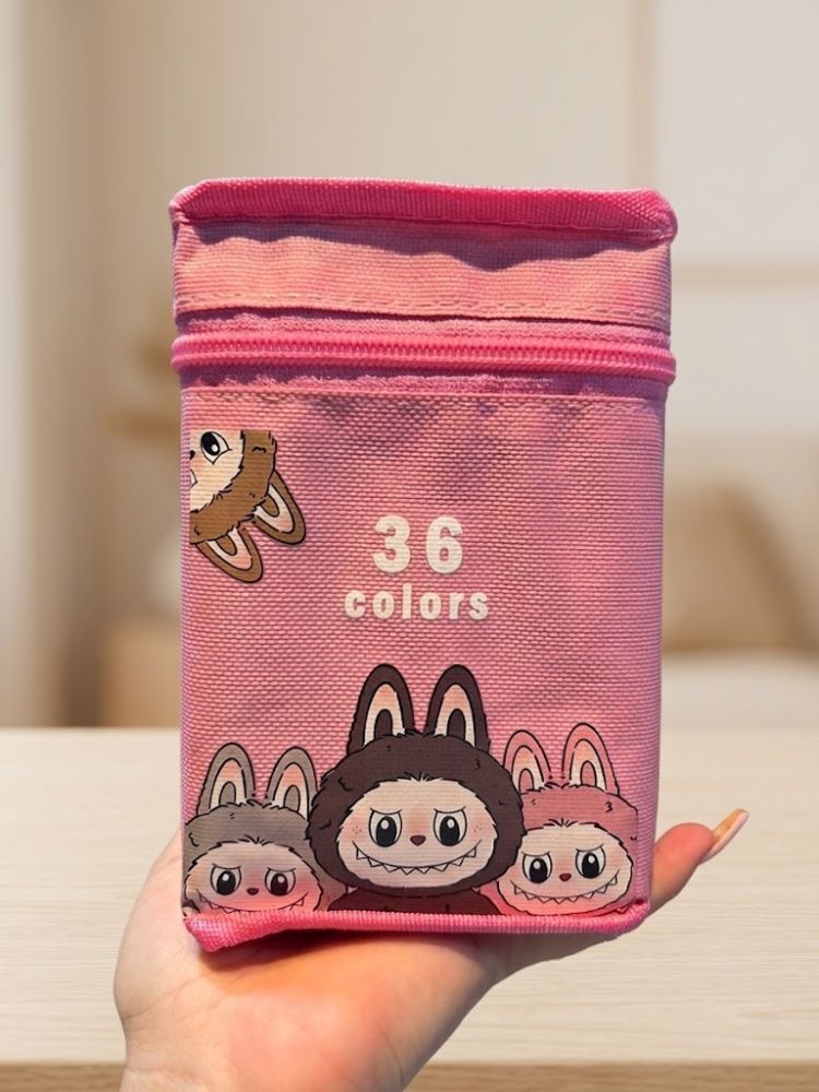 Estuche escolar rosa de 36 colores
