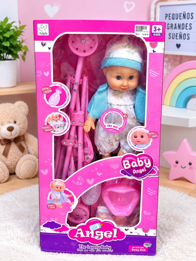 Muñeca bebé con coche  Angel