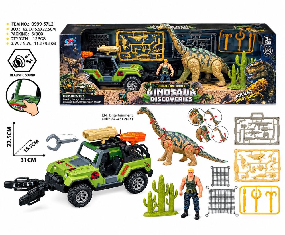 Set de Juego Dinosaurios con Vehículo Todoterreno