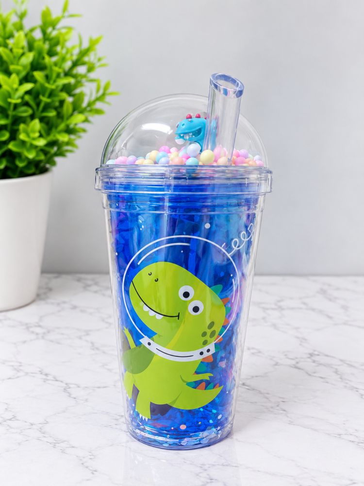 Vaso infantil con dinosaurio y tapa tipo domo