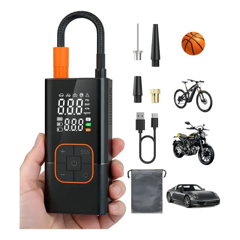 Inflador eléctrico portátil con pantalla digital