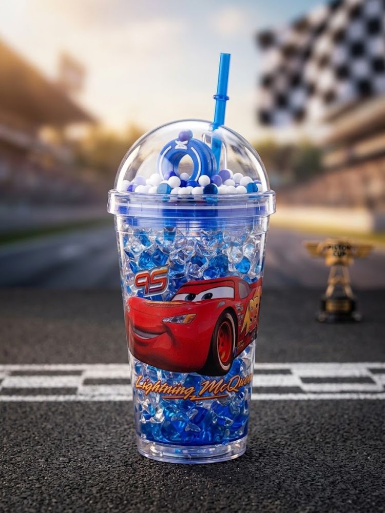 Vaso infantil con popote de Cars azul
