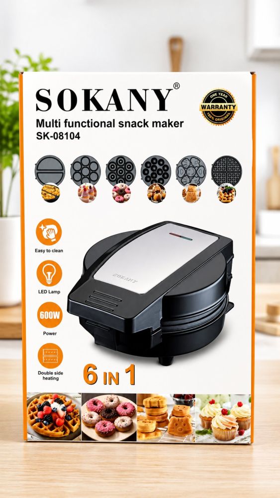 Multifuncional Sanduchera 6 en 1 Sokany