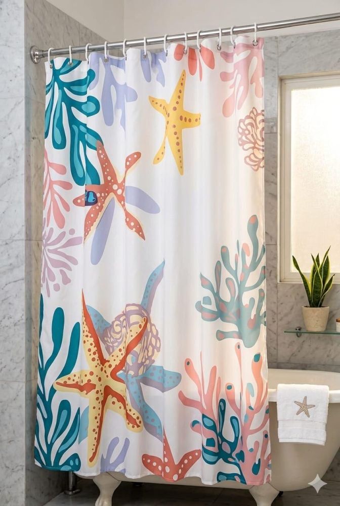 Cortina de baño estampada marina