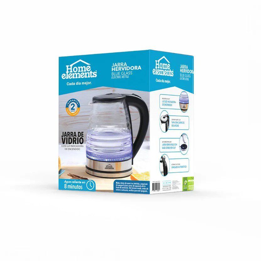 Jarra hervidora de vidrio 2L Home elements