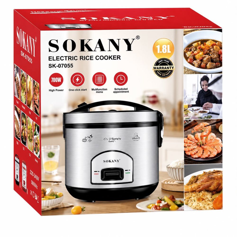 Arrocera eléctrica 1,8 L, gris Sokany