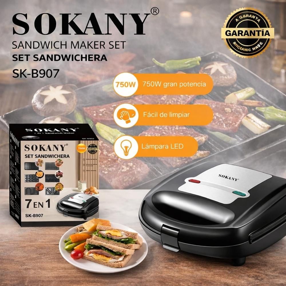Sandwichera 7 en 1 SOKANY-907